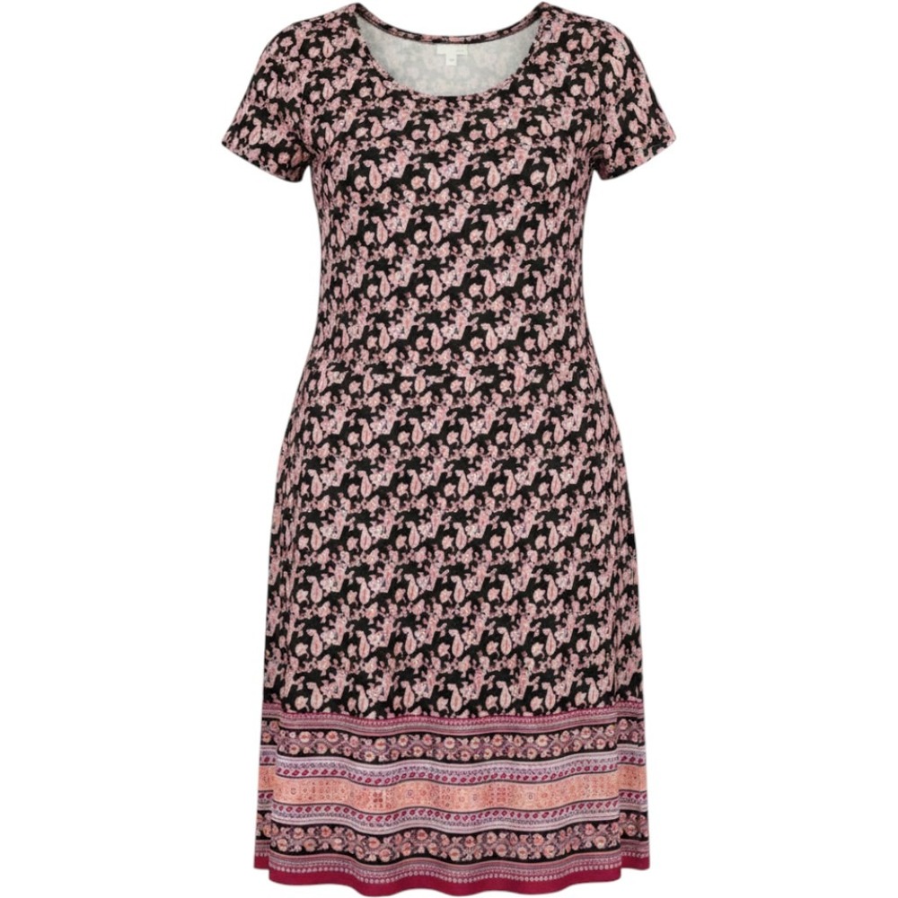 J.Jill Paisley Knit Maxi Dress Pockets Paisley Boho Women Large Black Pink